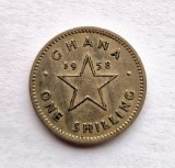 Ghana 1 Shilling 1958 moneda din nichel km # 5 Kwame Nkrumah