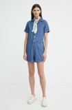 Levi&#039;s salopeta jeans bumbac, cu guler