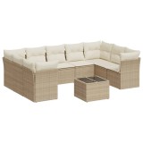 Cumpara ieftin Set canapele de gradina cu perne, 10 piese, bej, poliratan