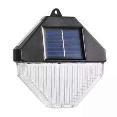 Lampa solara, cu prindere pe perete, cu senzor de lumina, impermeabila, lumina alba, alb/negru