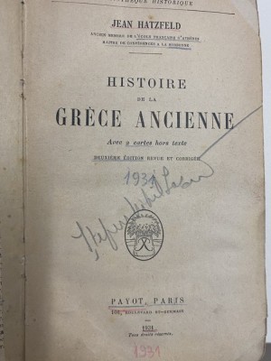 istoria grecii antice - HISTOIRE DE LA GRECE ANCIENNE - Jean HATZFELD - Paris, 1931 foto