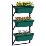 Outsunny Jardinieră Verticală pentru Exterior cu 3 Niveluri și Ghivece cu Orificii de Drenaj, 56x42x100 cm, Verde | Aosom Romania