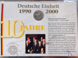 GERMANIA - FDC + MONEDA PROOF - 10 MARK 2000 D, 10 ANI REUNIFICAREA GERMANIEI, Europa, Argint