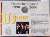 GERMANIA - FDC + MONEDA PROOF - 10 MARK 2000 D, 10 ANI REUNIFICAREA GERMANIEI