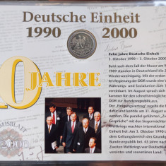 GERMANIA - FDC + MONEDA PROOF - 10 MARK 2000 D, 10 ANI REUNIFICAREA GERMANIEI