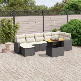 Gossi set mobilier de gradina cu perne, 8 piese, negru, poliratan
