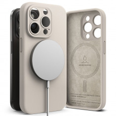 Husa Ringke Silicone Magnetic MagSafe pentru Apple iPhone 15 Pro Bej