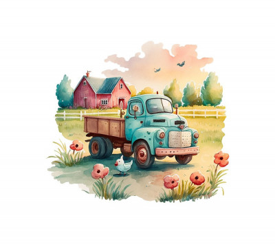 Sticker decorativ Tractor, Multicolor, 62 cm, 6073ST foto