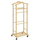 HOMCOM Suport de haine 4 &icirc;n 1 pe roți din lemn de bambus, 47x33.7x105.5 cm | Aosom Romania