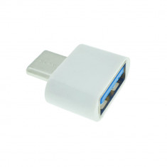 Adaptor OTG USB 2.0 mama la USB tip C tata, alimentare, conectare si transfer de date, alb