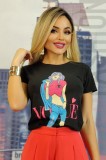 Cumpara ieftin K298RR-1 Tricou cu maneca scurta si imprimeu feminin, S/M