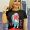 K298RR-1 Tricou cu maneca scurta si imprimeu feminin