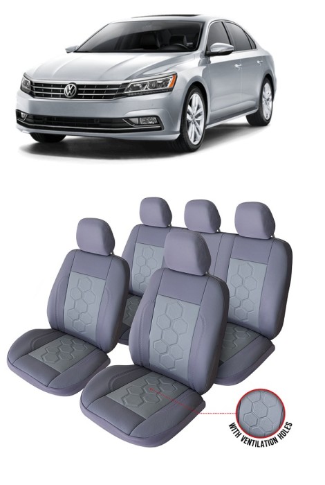 Set huse din piele perforata VW Passat B8 (2014-2022) GRI