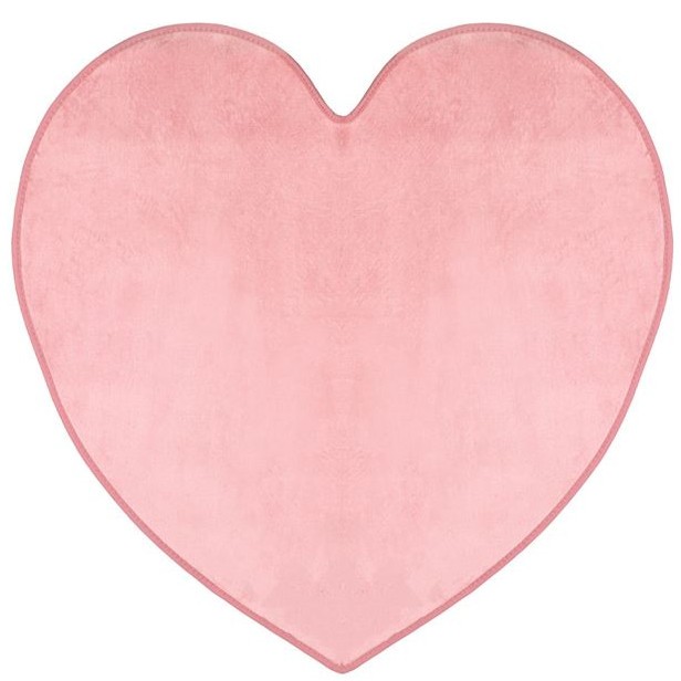 Covoras de joaca decorativ pentru copii, Herum&reg;, in forma de inima, cu suprafata anti-alunecare, Roz, 90 x 90 cm