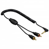 Cablu Spiralat Hama Flexi Slim Jack Stereo 3.5MM 2 RCA 0.75M Negru 43501334