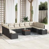 vidaXL Set de canapele pentru grădină 11 pcs Negru și alb