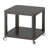 Masuta cafea cu rotile Grey, 50 x 50 cm, pal/mdf, raft reviste, Gri