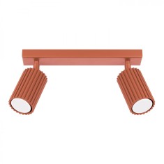 Lampă De Tavan Karbon Ocru Roșu Aluminiu Cu 2 Becuri Tub Minimalist De Interior.