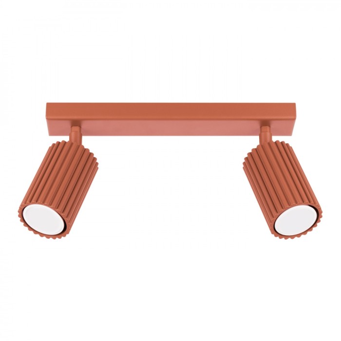 Lampă De Tavan Karbon Ocru Roșu Aluminiu Cu 2 Becuri Tub Minimalist De Interior.
