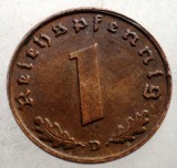 2.539 GERMANIA WWII 1 REICHSPFENNIG 1939 D, Europa, Bronz