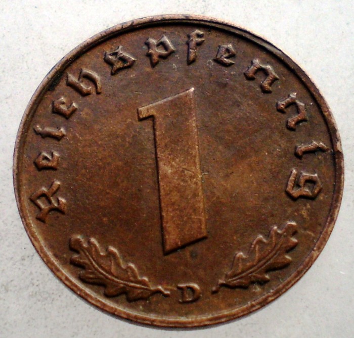 2.539 GERMANIA WWII 1 REICHSPFENNIG 1939 D