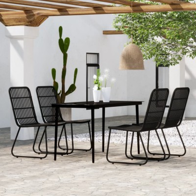 Set de servit masa pentru grădină, 5 piese, negru foto