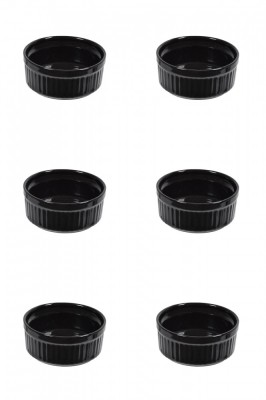 Set boluri, 6 piese, 60 ml, Portelan, Negru foto