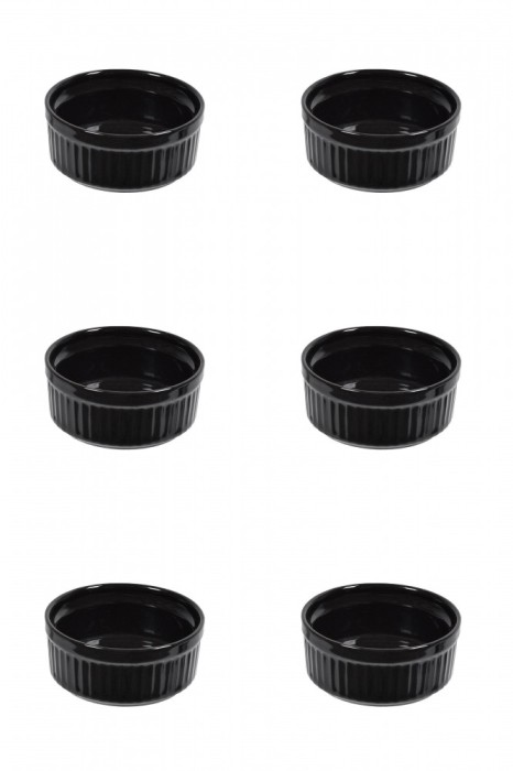 Set boluri, 6 piese, 60 ml, Portelan, Negru