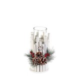 Candela Craciun lemn sticla 11,5 x 15 x 25,5 H