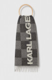 Cumpara ieftin Karl Lagerfeld esarfa de lana culoarea gri, modelator