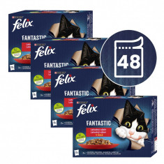 FELIX Fantastic selecție de pliculețe delicioase cu pui, vită, iepure și miel 48 x 85 g