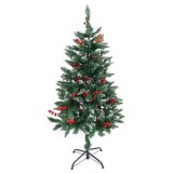Brad artificial de Carciun, 100 microLED, Hoff, 100 microLED, lumina alb calda, 120 cm, alimentare baterii