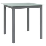Masa de gradina, gri deschis, 80x80x74 cm, aluminiu si sticla