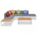 Mobilier de grădină cu canapea de colț, 19 piese, aluminiu WPC, vidaXL