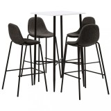 Set mobilier de bar, 5 piese, gri &icirc;nchis, material textil