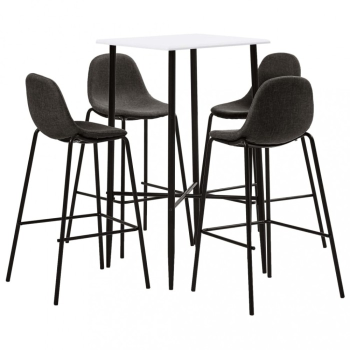 vidaXL Set mobilier de bar, 5 piese, gri &icirc;nchis, material textil 3050007
