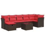 Cumpara ieftin Set canapele de gradina cu perne, 8 piese, maro, poliratan