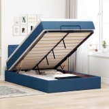 vidaXL Pat otoman cu saltea și LED-uri, albastru, 120x190cm, textil 3312463