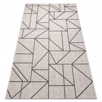 Covor sisal Floorlux 20605 argint si negru, bej Triunghiuri, Geometric, 200x290 cm foto