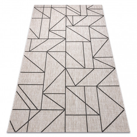 Covor sisal Floorlux 20605 argint si negru, bej Triunghiuri, Geometric, 140x200 cm