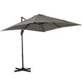 Outsunny Umbrelă de Grădină cu Manivelă, Rotire la 360&deg; și Copertină Reglabilă pe 5 Niveluri, 2.5x2.5 m, Gri Deschis | Aosom Romania