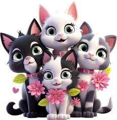 Sticker decorativ Pisicute, Negru, 61 cm, 7703ST foto