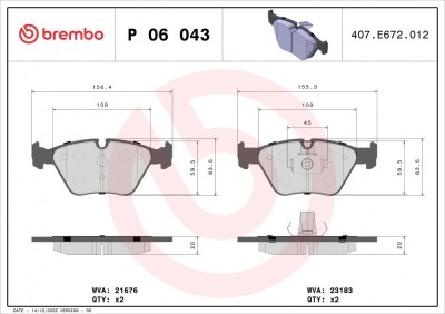 BREMBO P 06 043X XTRA LINE set placute frana,frana disc foto