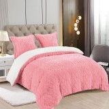 Cumpara ieftin Lenjerie Pat Cocolino Microfibra Plusata 3 Piese Roz - Pilota 200x230cm, Fete Perna 55x75cm