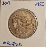 Andorra, 25 C&egrave;ntims - 1995 Joan Mart&iacute; i Alanis FAO, KM#109, tiraj 50.000, Europa