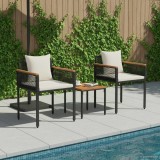 vidaXL Set de Mobilier pentru Exterior 3 pcs Negru și Alb crem 42025232