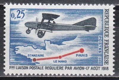 Franta 1968 - 50 de ani - Primului Serviciu Intern Regular de Poștă Aeriană, MNH foto