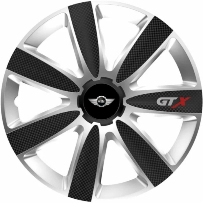 Set 4 Capace Roti GTX Carbon Gri-Negru R15, Pentru Mini
