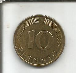 No(3) moneda-GERMANIA 10 PFENING / 1995. F foto