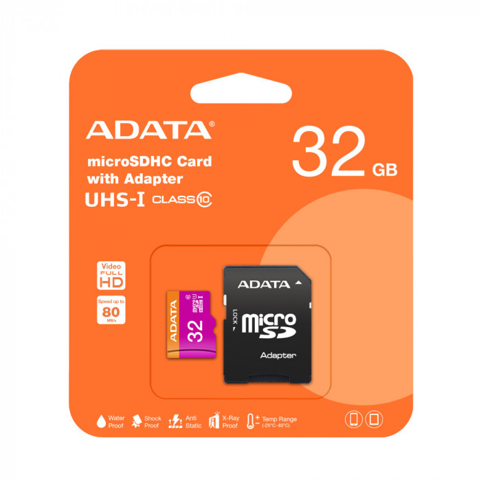 Aproape nou: Card de memorie MicroSD Adata, 32GB, 80MB/s, clasa 10, cu adaptor incl